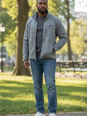 Patagonia Gray Full-Zip Fleece Jacket w/ Small Purina Logo